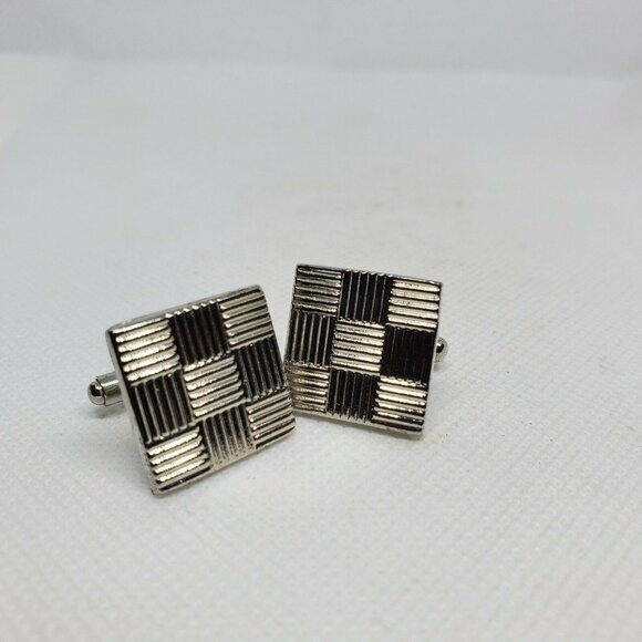 Square Design Silver Designer Cuff Links - Picture 4 of 8